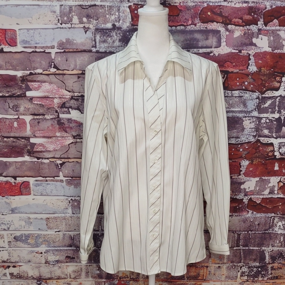 Investments Gold Label No Iron Lurex Pinstripe Shirt
